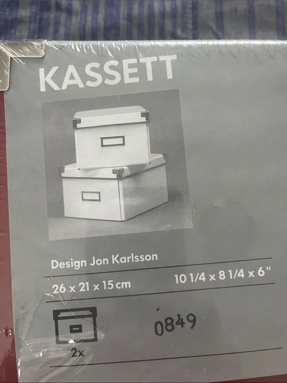 IKEA KASSETT Storage Box - Red with Silver Corners